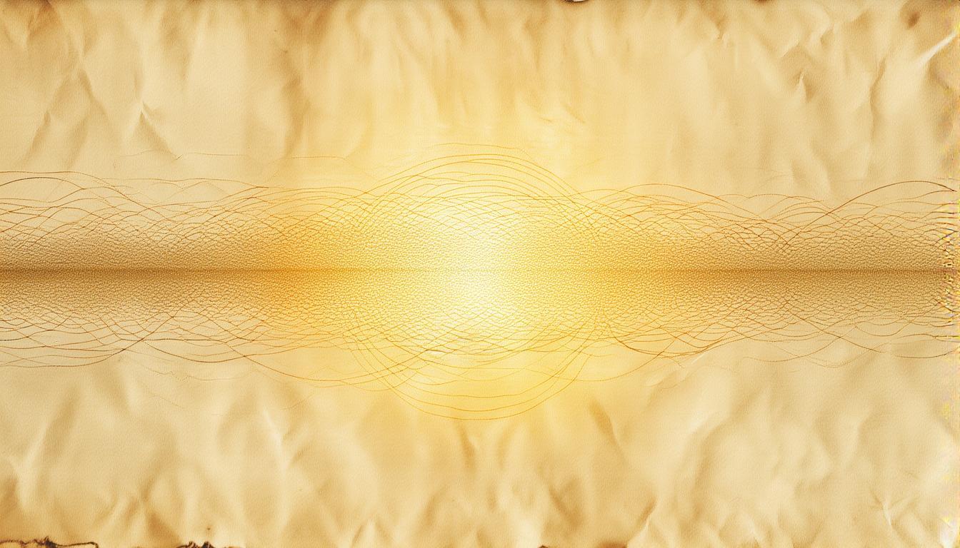 A tangle of static interference lines crossing a faint golden waveform